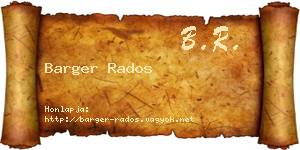 Barger Rados névjegykártya